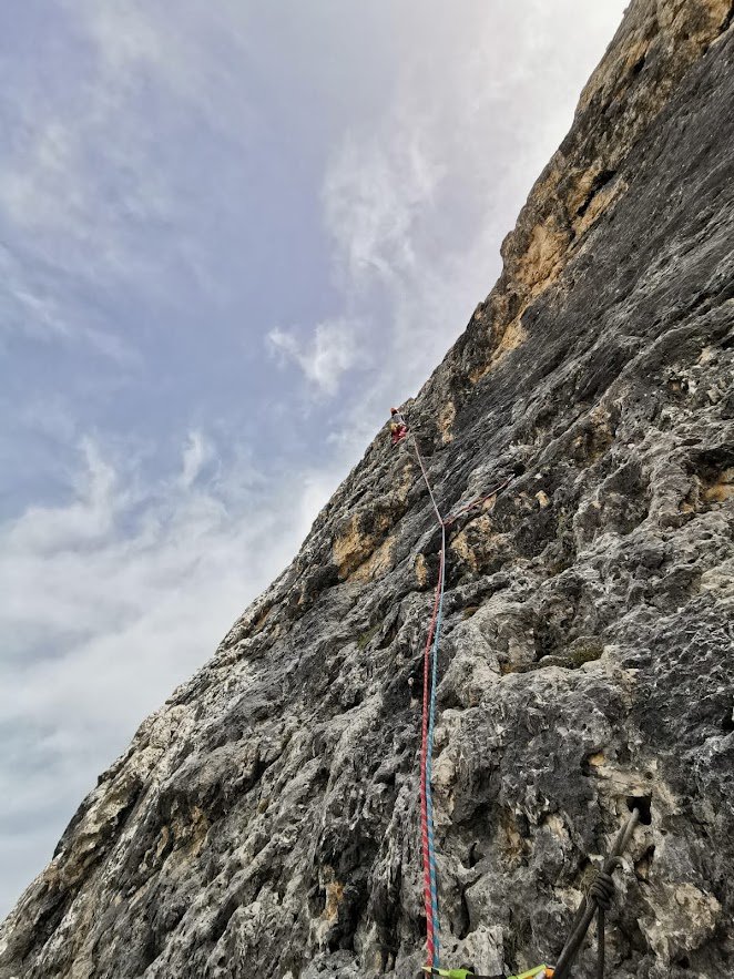 Climbing rope against a rock wall